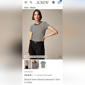 J. Crew Black Stretch Linen-blend Crewneck T-shirt Size S -- NWT